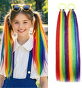 Rainbow Ponytail Extensions, Ponytail Hair Tinsel Extension with Tie Girls Accessories for Daily Party Festival Use Halloween Wacky Hair Braiding for Women Ponytail Hair Pieces 2pcs/lot by Szphoxer