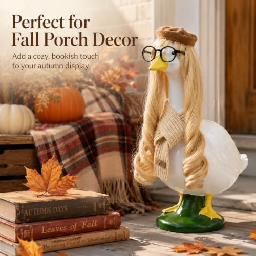 Fall Preppy Academia Porch Goose Outfit with Blonde Wig, 4-Pieces - Image 5