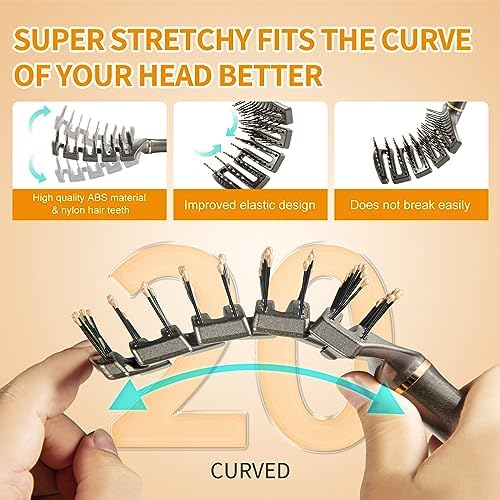 SHINLEA Curved Detangling Brush for Curly Hair, Professional Vented Anti-Tangle Brush for Wet & Dry, Ideal for Textured 2A to 4C Hair and Thick Blow Drying - Image 3