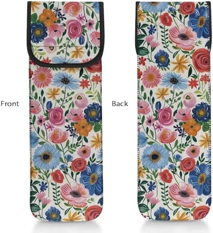 Flashideas Colorful Flowers Flat Iron Case Curling Iron Organizers and Storage with Pocket Heat Resistant Neoprene Curling Iron Holder Universal Curling Iron Cover Sleeve Hot Tools Travel Bag - Image 7