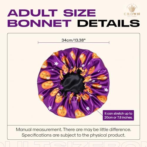 Silky Design Bonnet with Elastic Soft Band Adjustable Women and Men Bonnets for Sleeping Comfortable Satin Fabric (Purple Stars) - Image 6