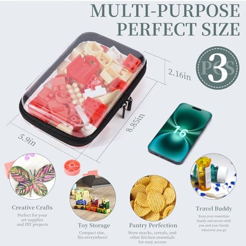 YOPCDJ 3 Pack Clear Hard Shell Zipper Case, Clear Zipper Pouches Waterproof Makeup Organizer & Travel Toiletry Bag, Plastic Pouch for Travel Office Storage, Home, Black Small Size - Image 2