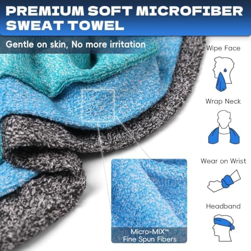 Microfiber Gym Towels for Showering Working Out Quick Dry Negative ions Large Middle Small Sizes Lightweight Gym Towel for Men Women Tennis Sports Towels for Body Hot Yoga Fitness Essentials - Image 5
