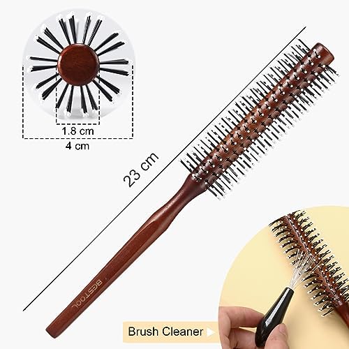 BESTOOL Small Brush for Short and Medium Hair, Blow Drying, Men's Beard Styling, Professional Smoothing and Curling Brush (Reddish brown) - Image 2
