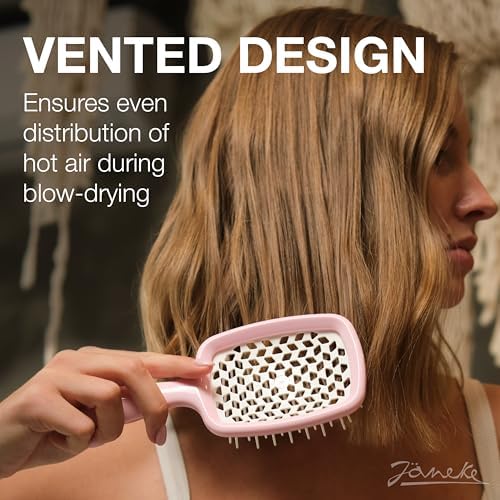 Janeke Superbrush Detangling Brush for Soft Smoothing Hair Brushing with Anti-Static Bristles - Vented Wet Hair Brush for Blow Drying Use - Perfect for Curly, Thick, Wavy, Fine Hair Types (Pink) - Image 2