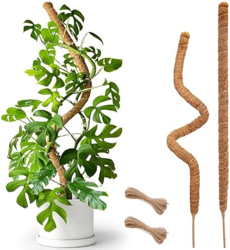 2 Pack 25" Moss Pole, Bendable Moss Pole for Plants Monstera, Moss Poles for Climbing Plants Indoor, Handmade Coco Coir Plant Pole Sticks Support Stakes for Potted Plants by Soupiar