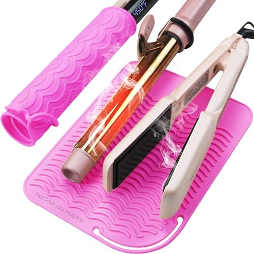 Heysam Curling Wands Pad Mat for Flat Iron Hair Straightener, Rose Red by SaloGradeHairStylingTools