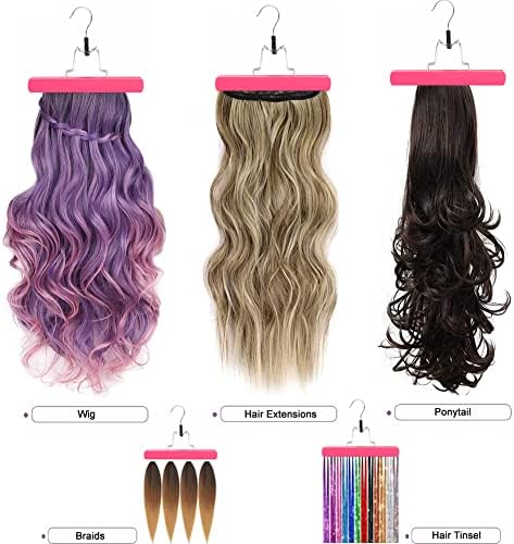 31.5 Inch Hair Extension Holder, Extra Long Wig Storage Bag with Hair Extension Hanger for Multiple Wigs, Portable Style Travel Hair Extensions Bag (1Pcs Pink) - Image 6