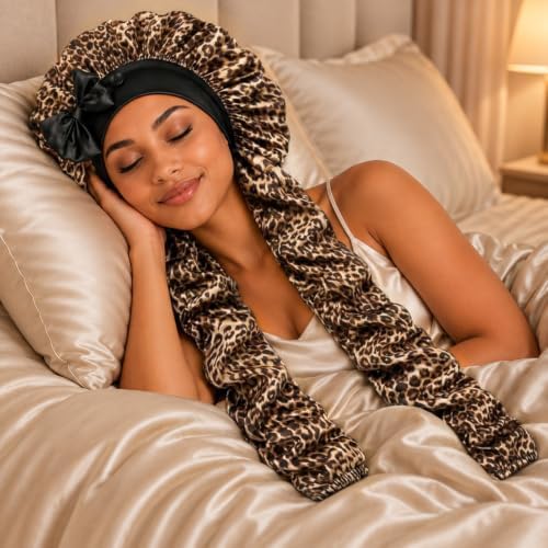 Bonnet for Braids Long Hair Double Layer Silk Satin Bonnet Bounce Curl Caps Women Sleeping Samurai Wrap Hair Hose Cap 2 in 1 - Image 7