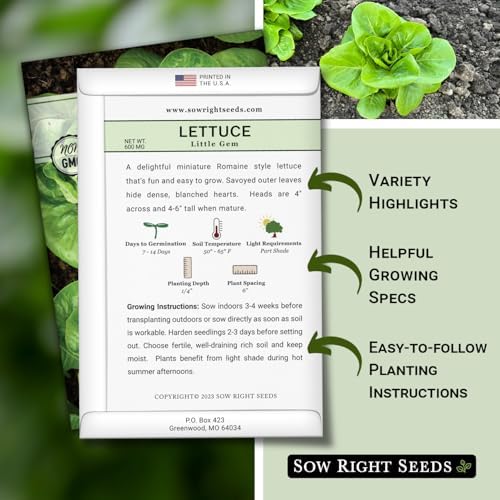 Sow Right Seeds - Little Gem Lettuce Seed for Planting Vegetable Garden 4pk - Image 2