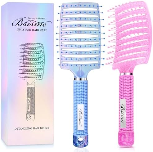 Bsisme Hair Brush Set, Detangler Curved Vent Hairbrush Faster Blow Drying by Bsisme