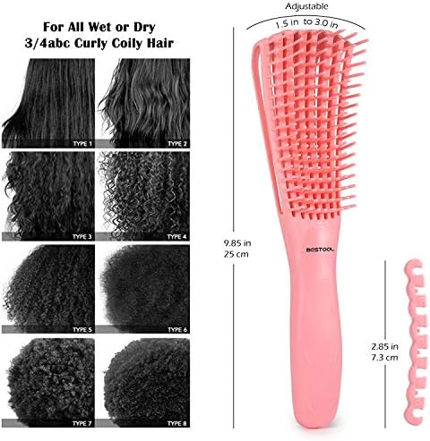 BESTOOL Hair Brush, Detangling Brush for Natural Black and Curly Hair (Pink, Afro 3/4abc), Ideal for Wet or Dry Hair - Image 4
