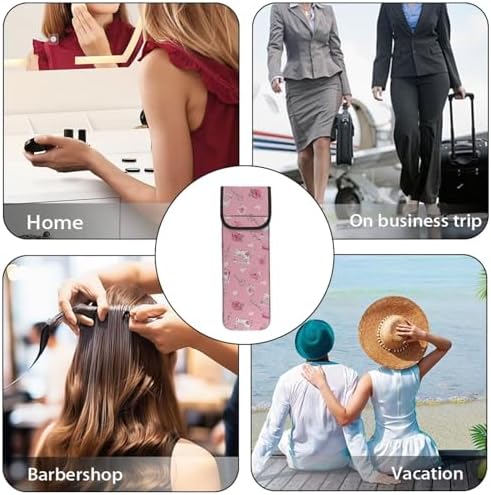 ZOUTAIRONG Flat Iron Case Flat Iron Holder for Vanity Curling Iron Bag Heat Resistant Travel Curing Iron Organizers Storage Flat Iron Straightener Hot Tools Travel Bag Blue Flat Iron Case Rabbit Bunny - Image 7