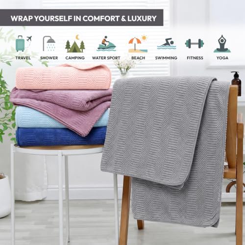 JML Microfiber Bath Towels, 2 Pack, 27x55 in, Gray - Image 5