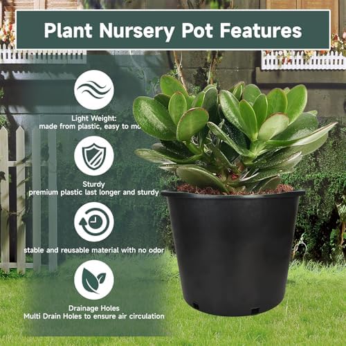 7 Gallon Nursery Pot 10-Pack Plastic Garden Planter Pots - Image 5