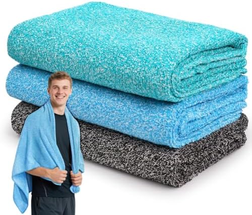 Microfiber Gym Towels for Showering Working Out Quick Dry Negative ions Large Middle Small Sizes Lightweight Gym Towel for Men Women Tennis Sports Towels for Body Hot Yoga Fitness Essentials by SOOWASH