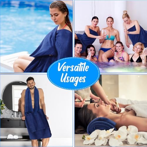 SmoothNovelty 16 Pack Microfiber Bath Towels Bulk, Simple, Navy Blue - Image 6