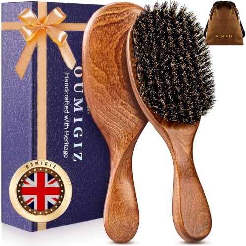 100% Boar Bristle Hair Brush British Craftsmanship Slick Back by Oumigiz