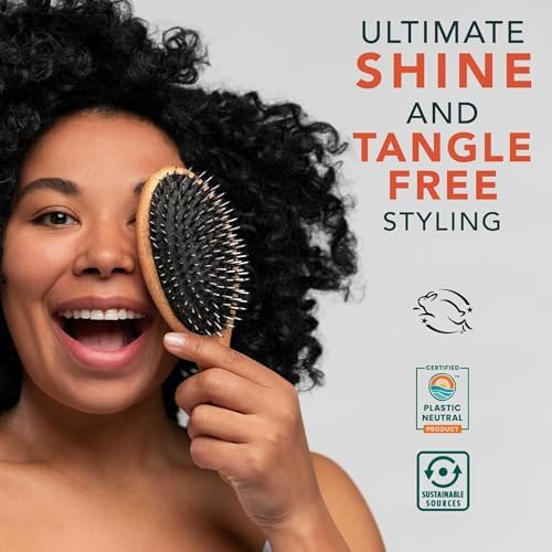 Boar Bristle & Nylon Pin Hair Brush for Thick, Curly & Wavy Hair - Image 2