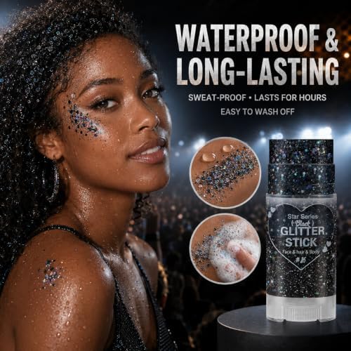 Mysense Black Body Glitter Stick,Halloween Face Hair Glitter for Women Kids - Image 4