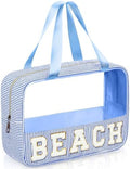 Sanwuta Clear Seersucker Beach Bag, Blue by Sanwuta