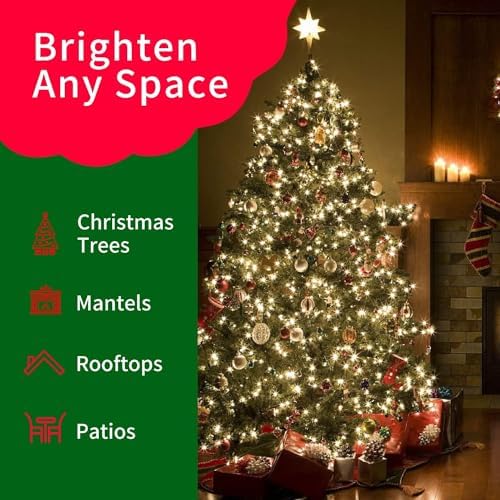 Ultra-Bright Connects End to End Warm White Christmas Mini Light 300L 63.8Ft(2Sets-Each 150L)UL Listed Incandescent Bulb String Light for Indoor Outdoor Holiday Garden Christmas Tree Decor - Image 3