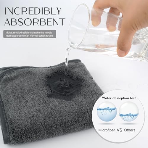 KinHwa Gray Bathroom Hand Towels, Microfiber Face Towels, 11x20 Inch - Image 5