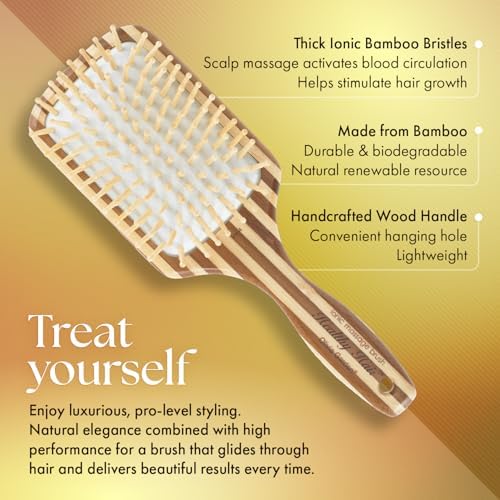 Olivia Garden Healthy Hair Eco-Friendly Bamboo Ionic Massage Hair Brush HH-4 (Paddle Large) - Image 4