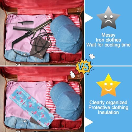 Shappy 2 Pcs Heat Resistant Curling Iron Flat Iron Travel Case,Flamingo - Image 6