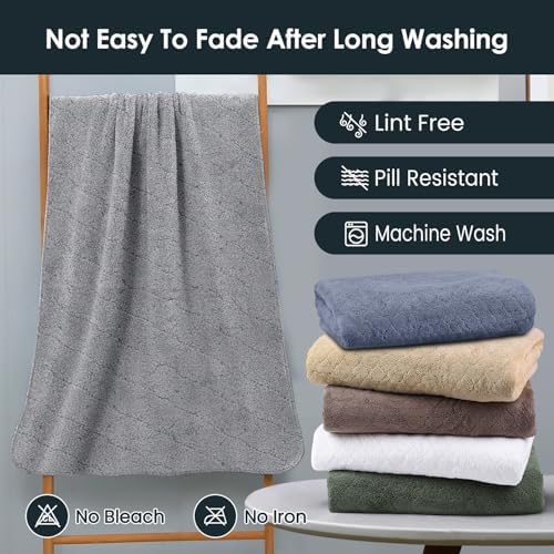 JML Microfiber Bath Towels with Hanging Loop, 2 Pack, 30 in x 60 in, Grey - Image 7