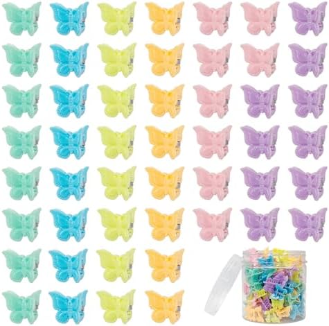 50 Pieces Assorted Color Butterfly Hair Clips, Beautiful Mini Butterfly Hair Clips Hair Accessories for Women and Girls (50 Pack Macarons) by Ruocce