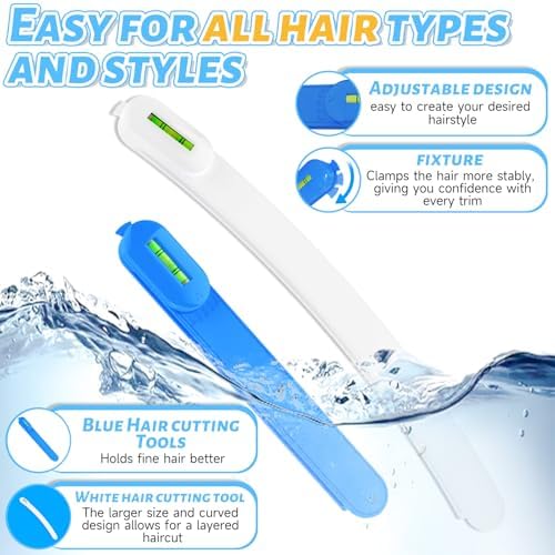 Professional Hair Styling Tools: DIY Layering and Trimming Kit with Clips, Guide for Bangs, Layers, Split Ends - Blue - Image 5
