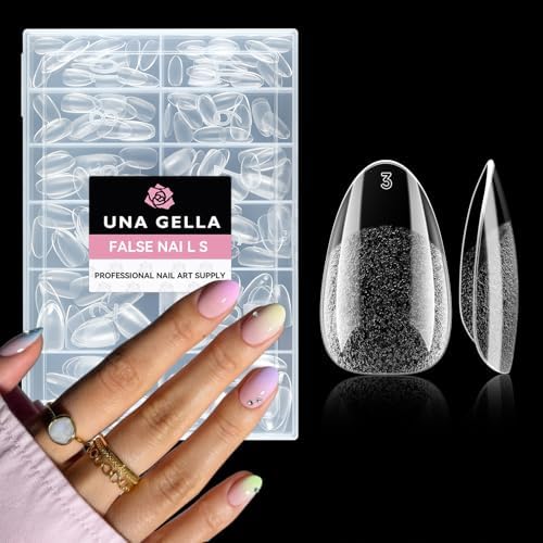 UNA GELLA Short Almond Round Nail Tips 216pcs/12 Sizes Soft Gel Tips by UNAGELLA