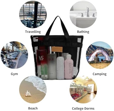 TOPASION Mesh Shower Caddy Bag Portable Hanging Toiletry and Bath Organizer with Zipper for Travel, Gym, Camping, College Dorms, Beach - Image 7