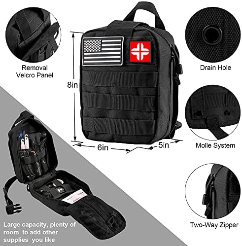 LUXMOM Survival Kit and First Aid Kit, 142Pcs Professional Survival Gear and Supplies Equipment with Molle Pouch, Gift for Fathers Day Men Dad Husband Camping Hiking Hunting Outdoor Adventure (Black) - Image 6