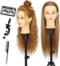 80% Human Hair Mannequin Head 26 Inch #27 Honey Blonde - Cosmetology Doll Head for Hair Styling Braiding Practice Cutting Heat Resistance, Hairdresser Training Head with Clamp by STYLINGMANNEQUIN