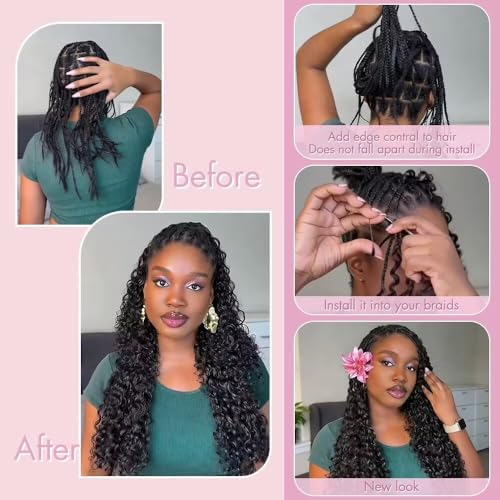 Human Crochet Hair for Black Women 16 Inch Burmese Curly Bundles Human Hair Pre-separated 40 Strands 50g Invisible Feather Crochet Human Hair Extensions Natural Black 1B# - Image 5
