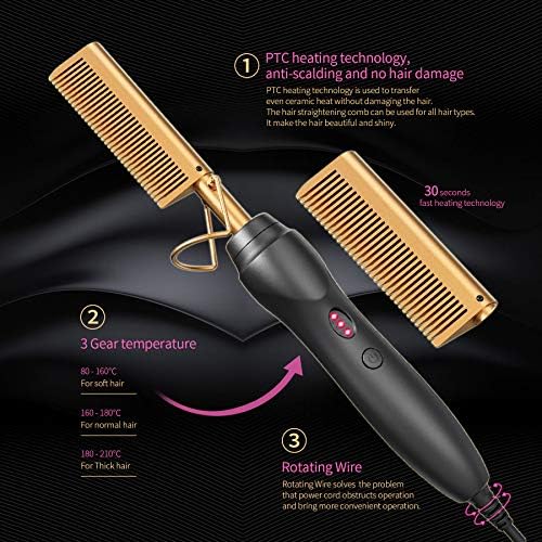 Ceramic Hot Comb Hair Straightener Pressing Combs Electric Straightening Comb for Natural Black Beard Wigs Gift for mom - Image 2