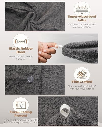 Textila 100% Cotton Hair Wrap Towels for Women (Pack of 2, Plum & Grey) – Soft & Absorbent Turban Towels for Long, Curly, Frizz-Prone Hair - Image 4