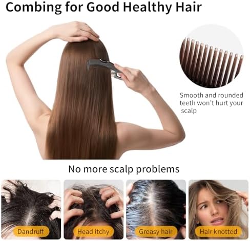 Dandruff Comb Wide Tooth, Stainless Steel Fine Tooth Lice/Psoriasis Scalp Detox Comb for Women, Men & Kids, Professional Portable Sweep/Massage/Clean Shower Brush Tool for Hair Care/Growth (Blue) - Image 3