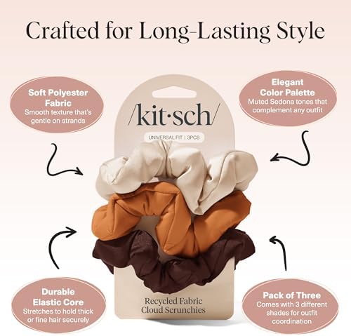 Kitsch Scrunchies for Women - Hair Ties No Damage - Sedona, 3pcs - Image 4