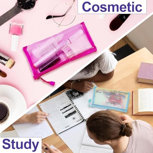 Mesh Pouches(6 Pack), Mesh Bags with Zipper Nylon Makeup Pouches Bag Cosmetic Pouch Travel Purse Organizer Insert Diaper Inside Bag Organizers Home Organizing Size See Through Cute Colors - Image 5
