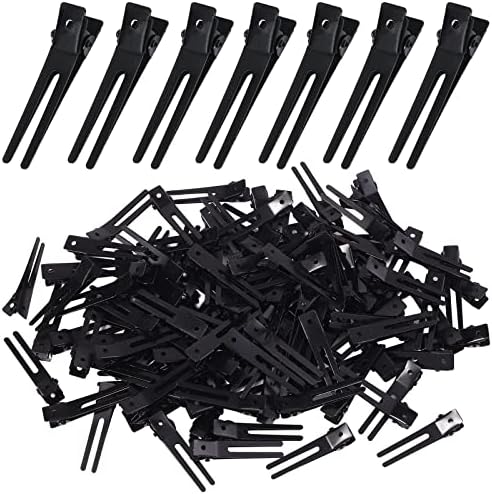 choicbaby 120pcs Double Prong Curl Clips, 1.8' Stainless Steel Hair Clips for Hair Bow, Great Pin Curl Clip, Hair Salon Barber (Black, 1.8 inches, 4.5 cm) by choicbaby