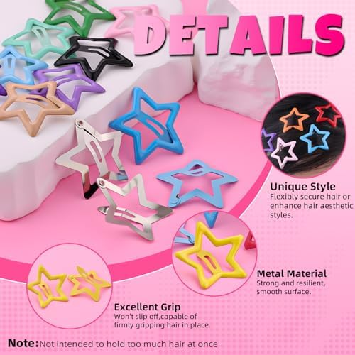 50PCS Colorful & Silver Star Hair Clips,1.18 Inch Y2K Star Hair Accessories - Image 4