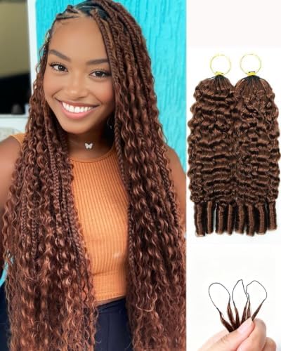 30# Auburn Brown 14 Inch Human Crochet Hair for Black Women, Feather Crochet Extensions 110g 80 Strands, Resusable Miracle Look Hair Bundles Soft Lightweight Small Knots Burmese Curly by VDZ100HumanHair