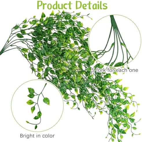 Reptile Plants for Terrarium Hanging Fake Leaves with Suction Cup - Image 4