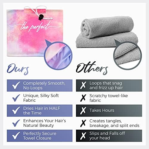 THE PERFECT HAIRCARE Microfiber Hair Plopping Towel Set – Super Absorbent Anti-Frizz Hair Drying Wrap + 2 Curl Scrunching Towels – Fast Drying, Lightweight Wrap for Women, Girls & All Hair Types - Image 2