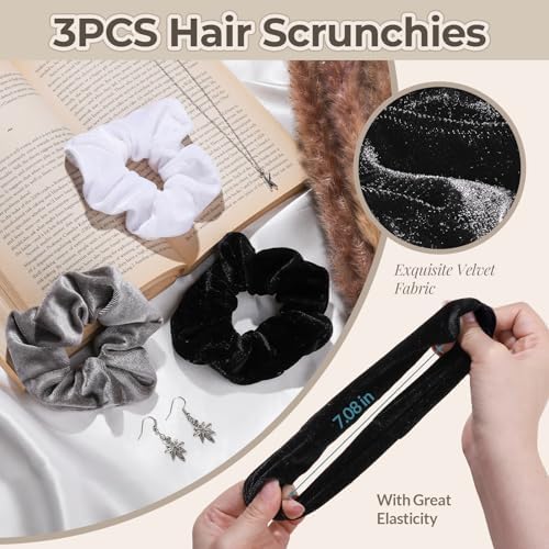 LEOBRO Spa Headband, 6pcs Makeup Headbands and Hair Scrunchies, Bow Skin Care Headband for Washing Face for Teen Girls Women, Easter Basket Valentines Christmas Gift for Girls, Black & White & Gray - Image 4