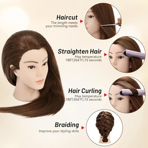 24" Mannequin Head with Hair for Hairdressing Training and Hair Styling - Image 3