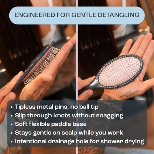 Dom Dom Detangling Brush, Dry & Wet Detangler, All Hair Types, Purple - Image 4